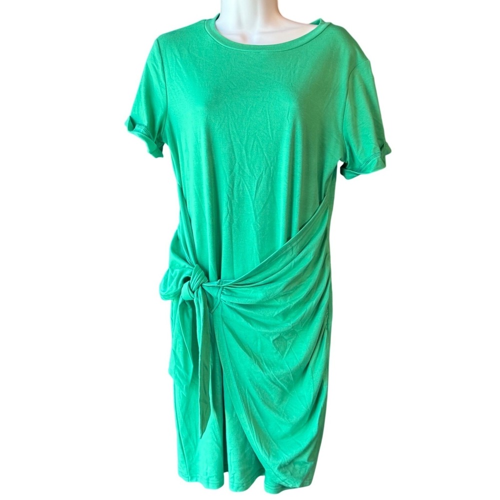 Lillusory Side Knot T-Shirt Dress Size Medium Green Travel Everyday Errands